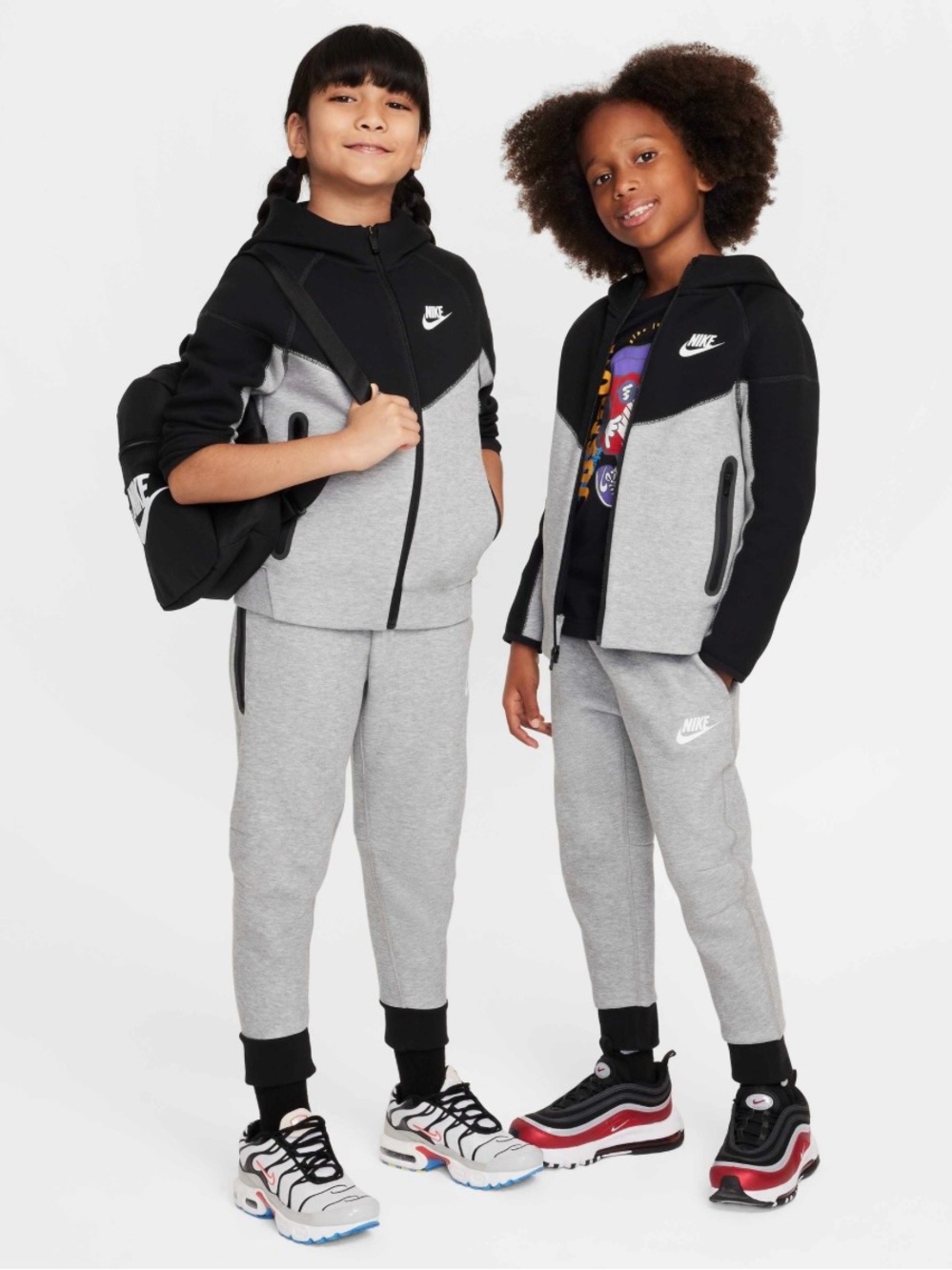 Nike Tech Fleece Hoodie and Jogger Set Obsidian Black Heather Grey size 6 Medium